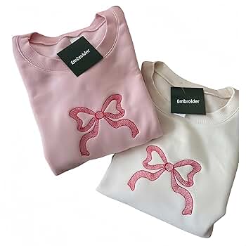 Amazon.com: Embroidered Bow Sweatshirt,Bow Crewneck,Autumn